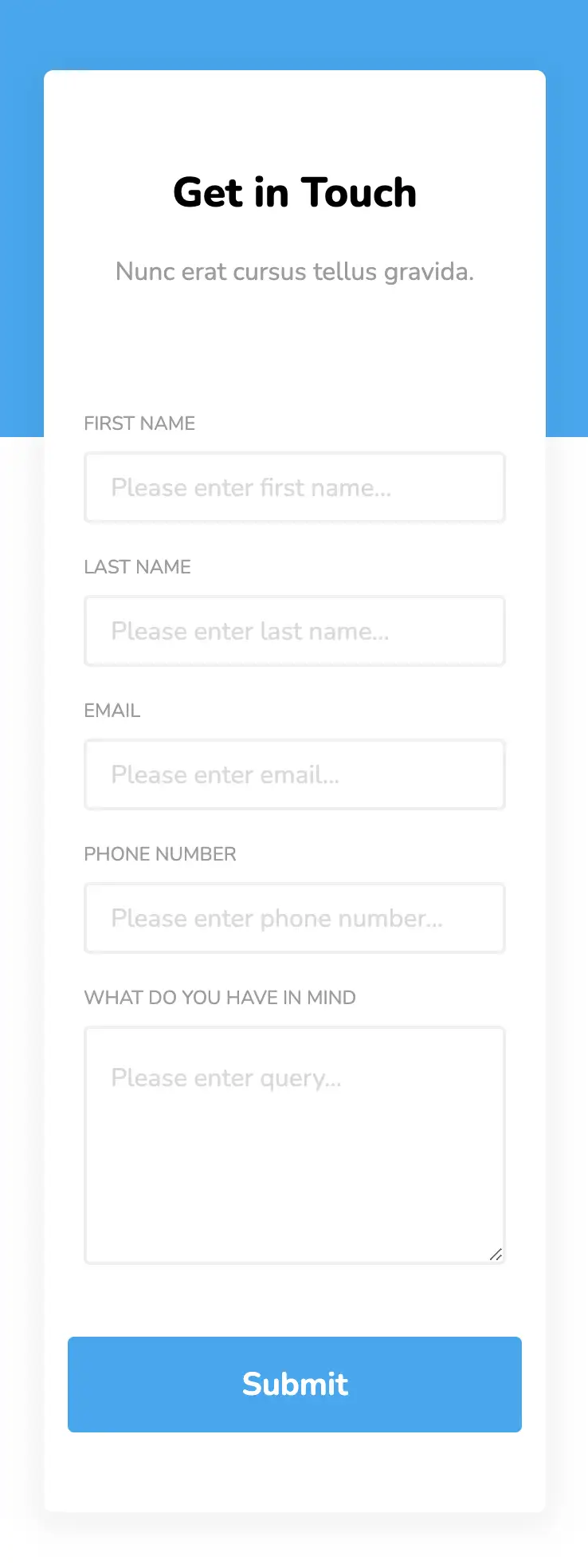 Contact designs for websites: Simple Contact Form Mobile